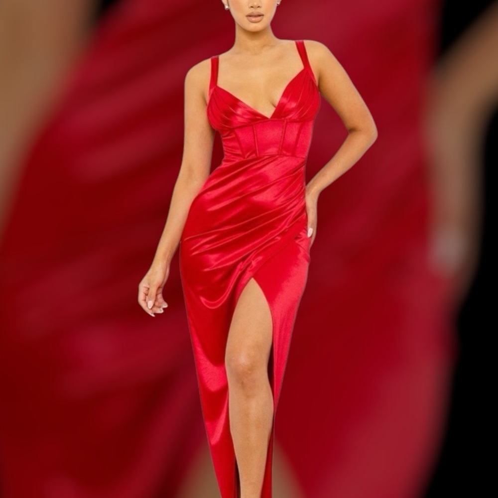 Satin Red Evening Gown NWT Size Large LAST ONE